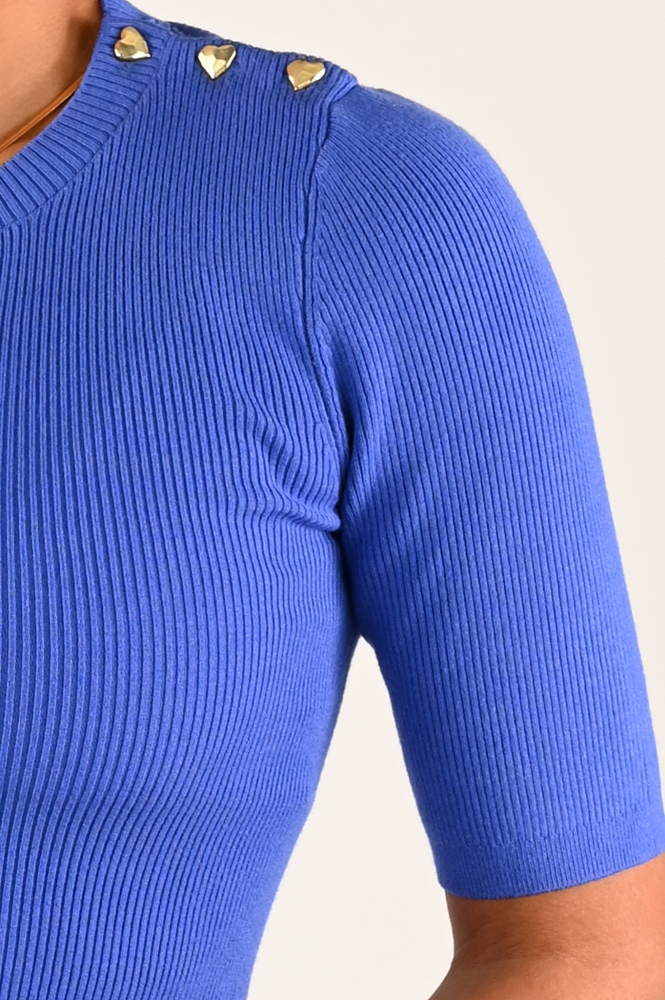 Fabienne Chapot CLT-PUL-01-AW24-3 Pull korte mouw Blauw