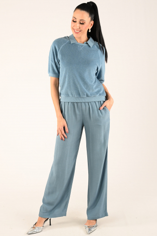By-Bar Neva slub top Blauw