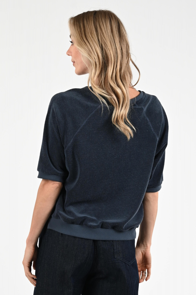 By-Bar Neva slub top Pull korte mouw Blauw