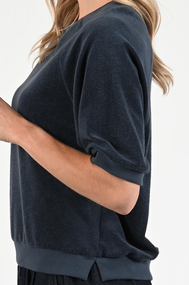 By-Bar Neva slub top Pull korte mouw Blauw