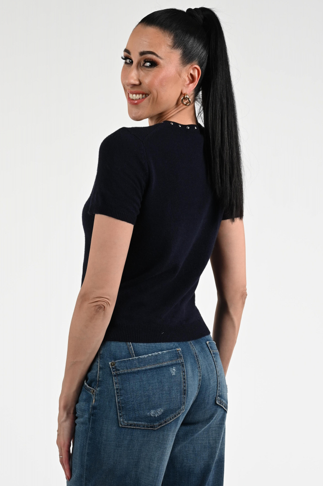 Oui 94150 Pull korte mouw Blauw