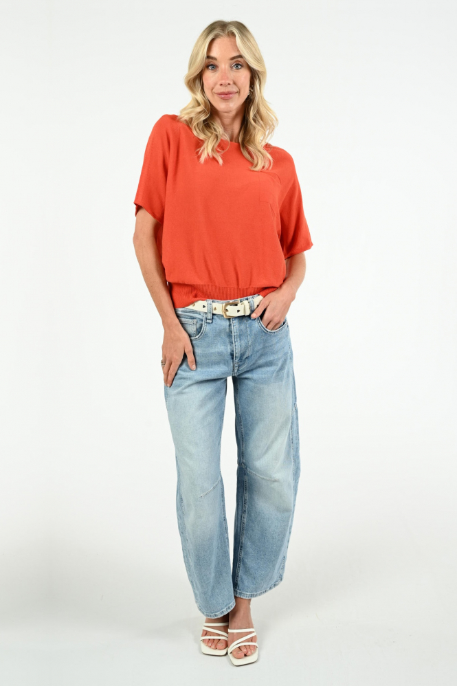 Oui 97242 Pull korte mouw Rood