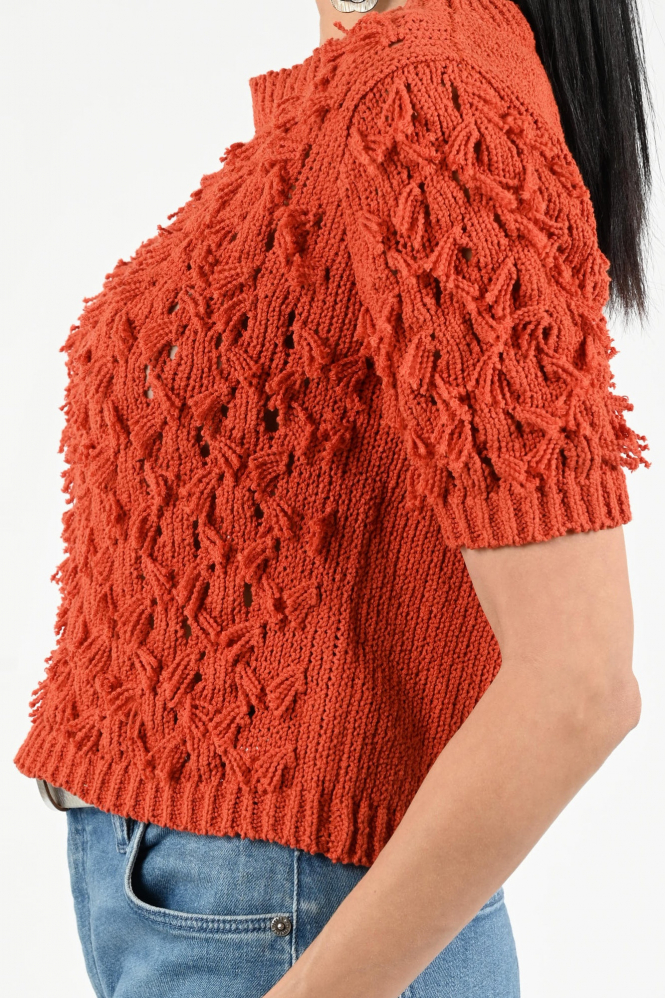 Oui 97428 Pull korte mouw Rood