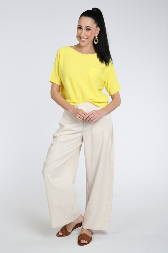 Oui 97242 Pull korte mouw Geel