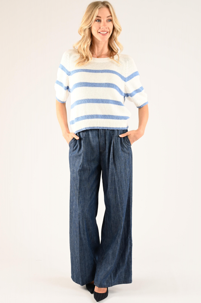 Oui 93307 Pull korte mouw Wit