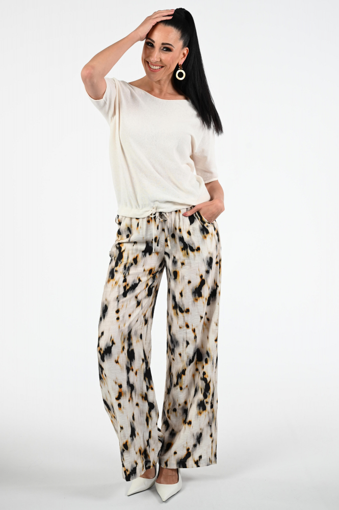 Oui 92974 Pull korte mouw Beige