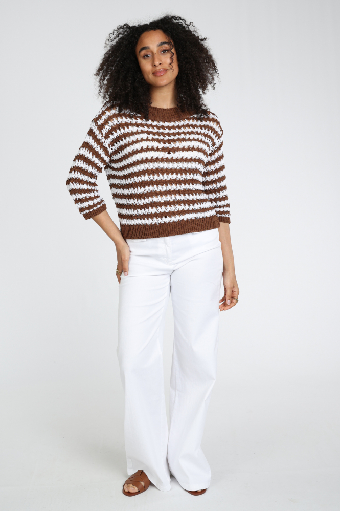 Luisa Cerano 138795-5917 Pull korte mouw Bruin