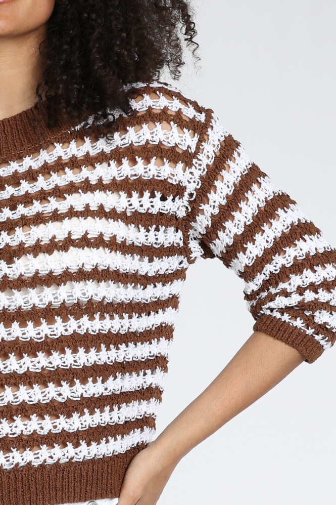 Luisa Cerano 138795-5917 Pull korte mouw Bruin