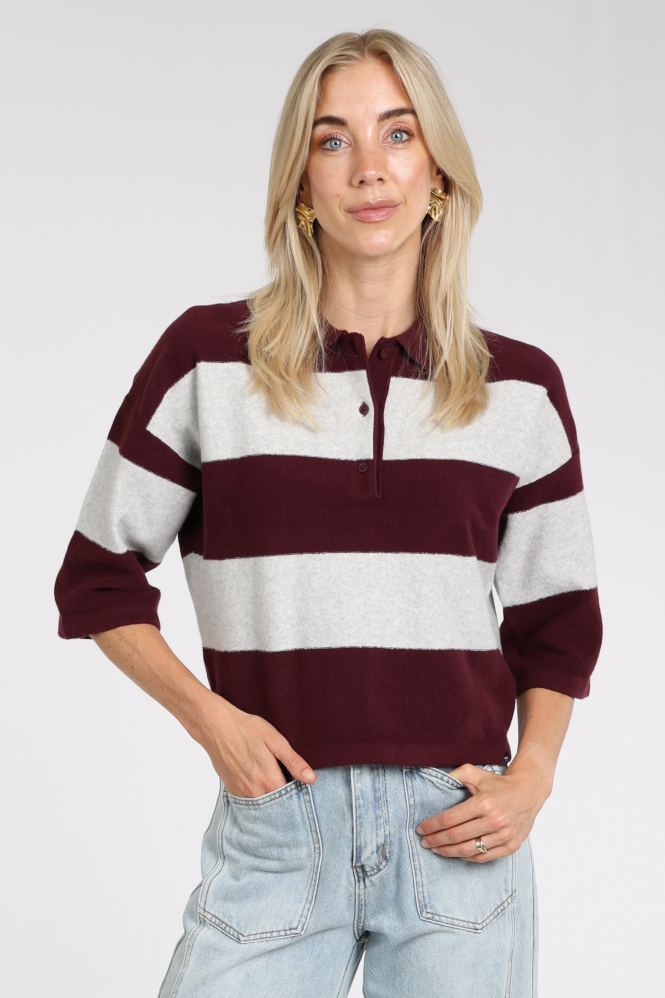 Penn & Ink W26B423 Pull korte mouw Rood