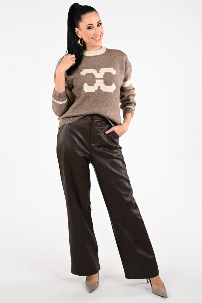 Co'couture row logo knit Trui Bruin