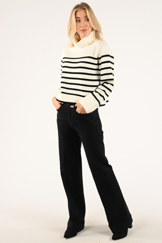 Co'couture mero stripe knit Trui Wit