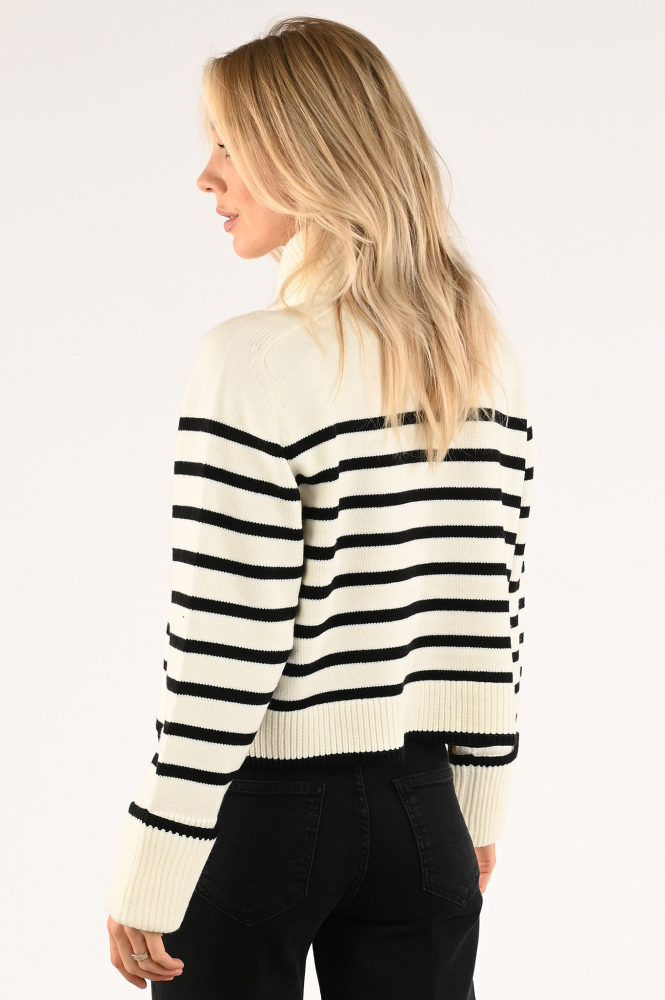 Co'couture mero stripe knit Trui Wit