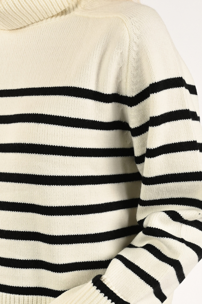 Co'couture mero stripe knit Trui Wit