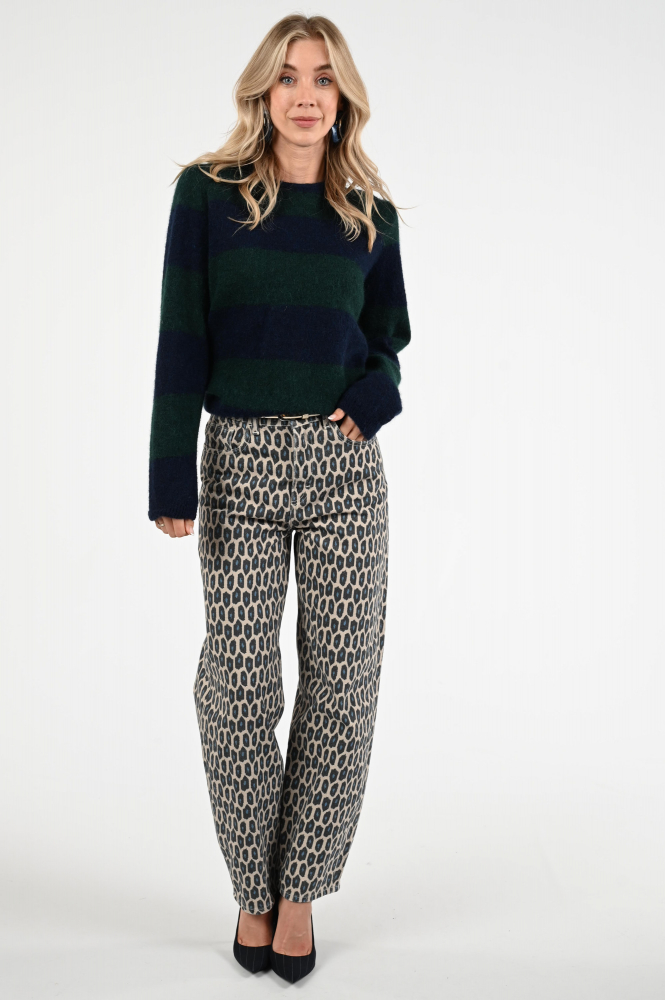 By-Bar Gwen big stripe Trui Groen