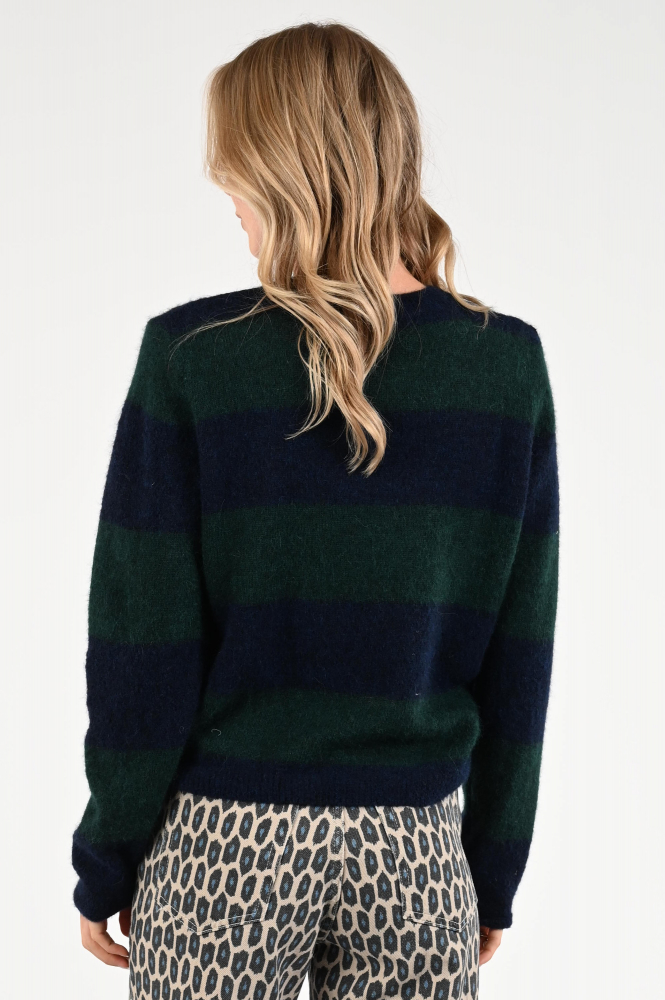 By-Bar Gwen big stripe Trui Groen