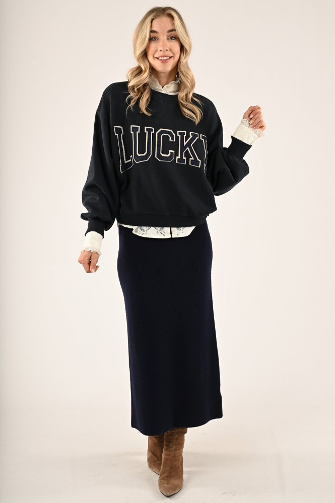 By-Bar bibi patchwork Sweater Blauw