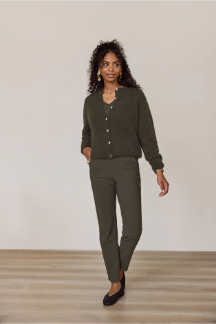 L.O.E.S. by Studio Anneloes Bibi mohair cardigan Groen