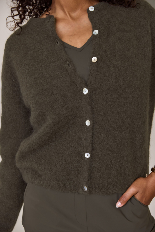 L.O.E.S. by Studio Anneloes Bibi mohair cardigan Groen