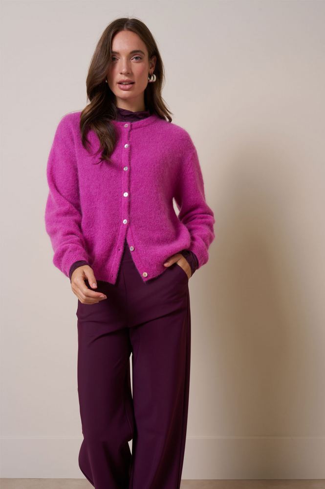 L.O.E.S. by Studio Anneloes Bibi mohair cardigan Vest Roze