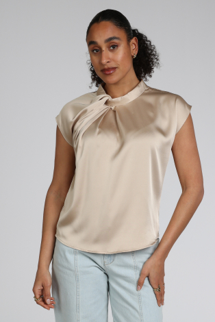 Neo Noir Fleur Drapy Satin blouse Beige