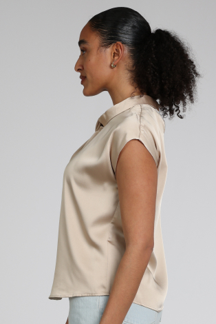 Neo Noir Fleur Drapy Satin blouse Beige