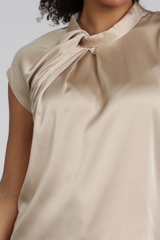 Neo Noir Fleur Drapy Satin blouse Beige