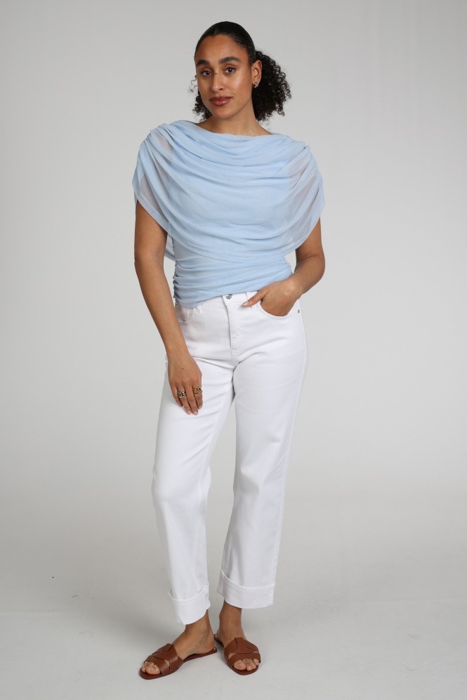 Neo Noir Cottuna Drapy Mesh top Top Blauw