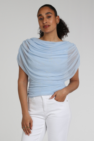 Neo Noir Cottuna Drapy Mesh top Blauw