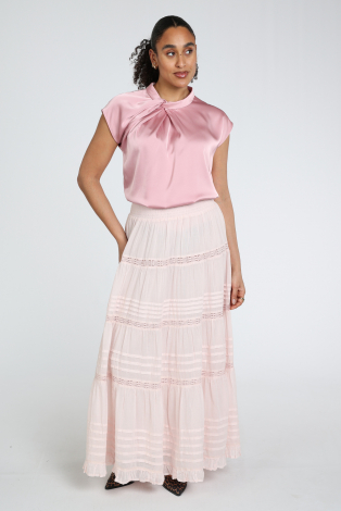 Neo Noir Fleur Drapy Satin blouse Roze