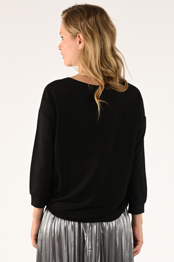 Monari 806989 T-shirt driekwart mouw Zwart