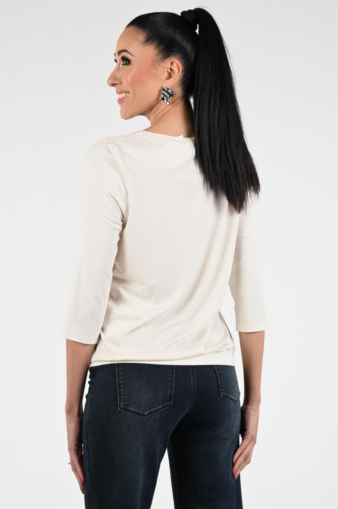 Frank walder 109402 T-shirt driekwart mouw Beige