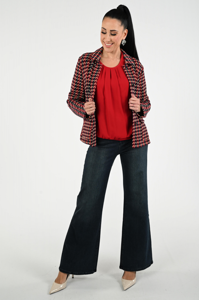 Frank walder 722426 T-shirt driekwart mouw Rood