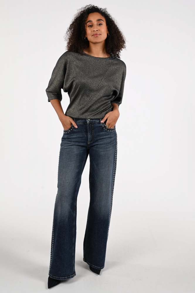 By-Bar kae sparkle top T-shirt driekwart mouw Goud