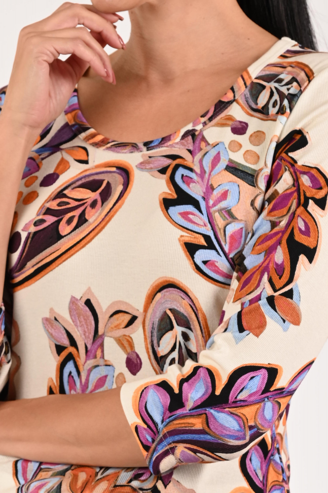 Efixelle 333601 T-shirt driekwart mouw Beige
