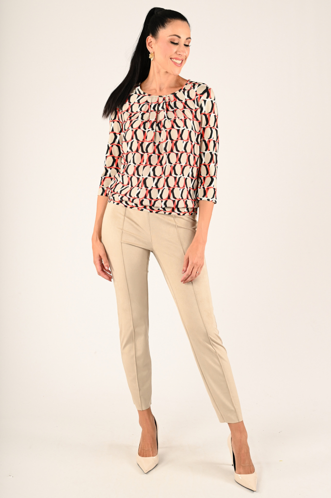 Frank walder 724423 T-shirt driekwart mouw Beige