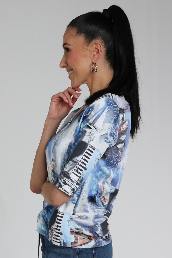 Marc Cain AS 48.19 J64 T-shirt driekwart mouw Blauw