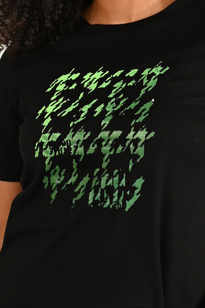 Marc Cain XS 48.20 J73 T-shirt korte mouw Zwart