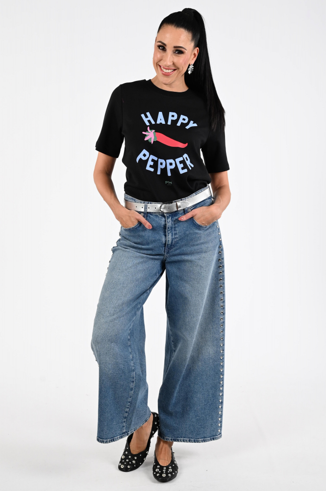 Pom Amsterdam SP9271 T-shirt korte mouw Zwart
