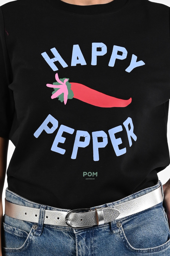 Pom Amsterdam SP9271 T-shirt korte mouw Zwart