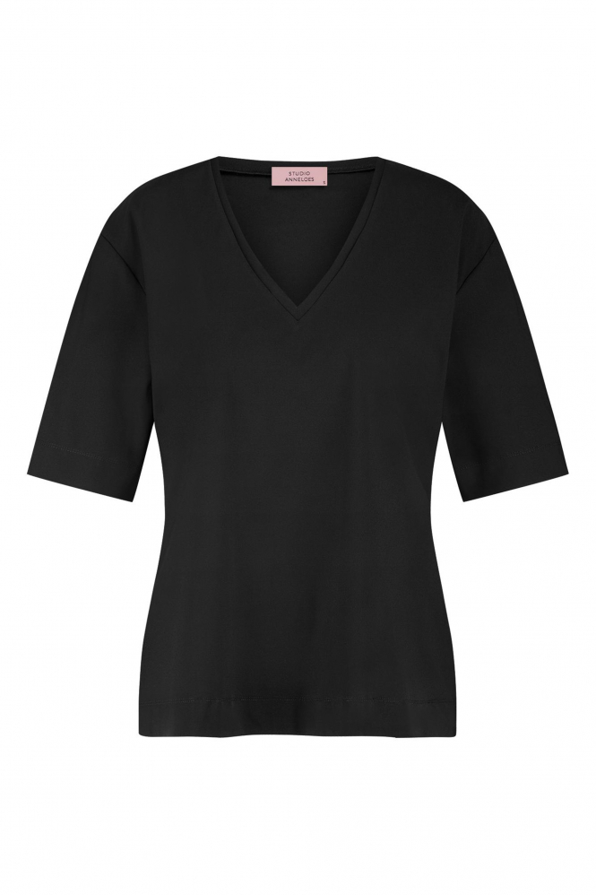 L.O.E.S. by Studio Anneloes Roller shirt T-shirt korte mouw Zwart