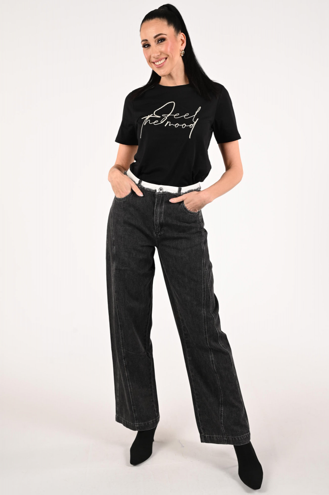 Geisha 52594-41 T-shirt korte mouw Zwart