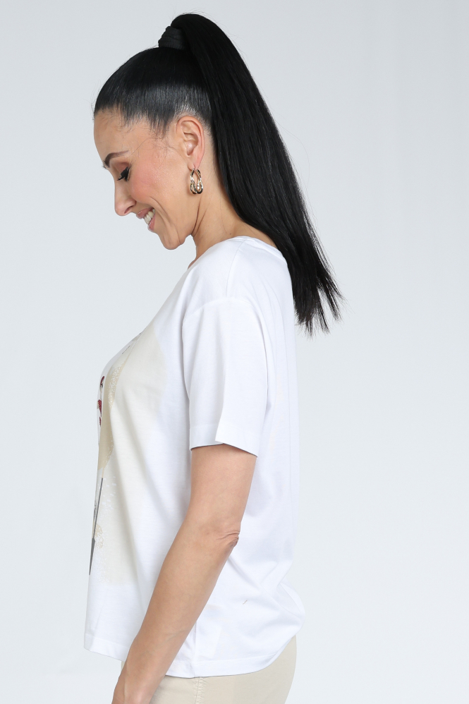 Monari 409727 T-shirt korte mouw Wit