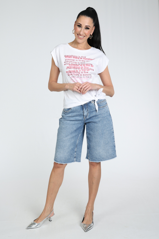 Monari 409904 T-shirt korte mouw Wit