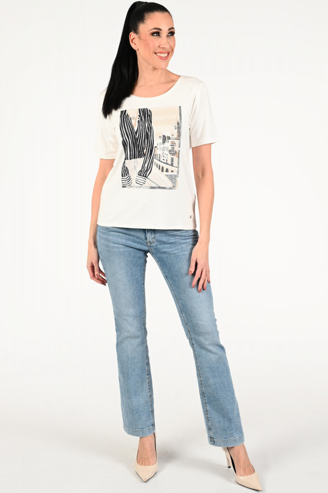 Monari 409331 T-shirt korte mouw Wit