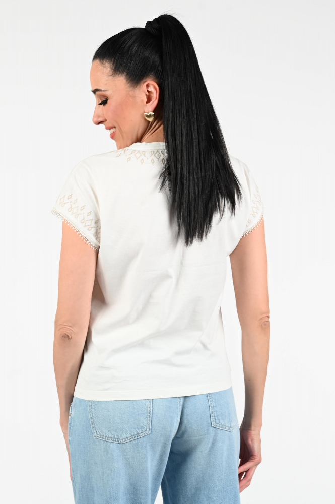 Marc Cain YC 48.60 J69 T-shirt korte mouw Wit