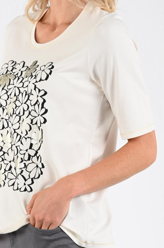 Frank walder 208451 T-shirt korte mouw Beige
