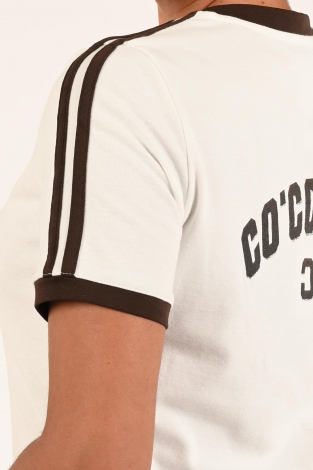 Co'couture Edge stripe v tee Beige