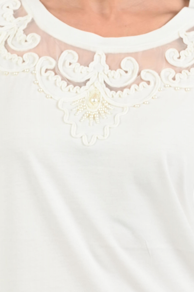 Monari 409119 T-shirt korte mouw Wit