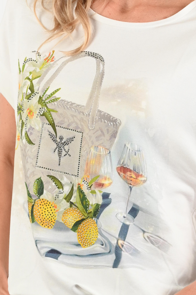 Monari 408854 T-shirt korte mouw Wit