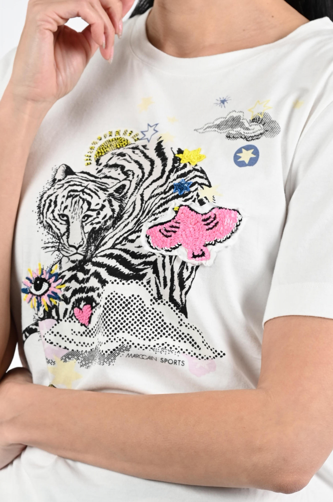 Marc Cain Sports AS 48.18 J22 T-shirt korte mouw Wit